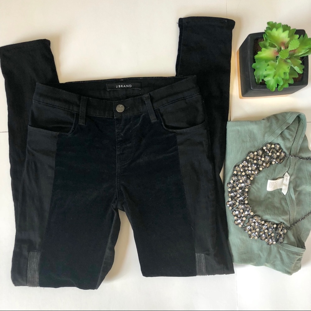 J. Brand Black Velet and Lamb Leather Pants